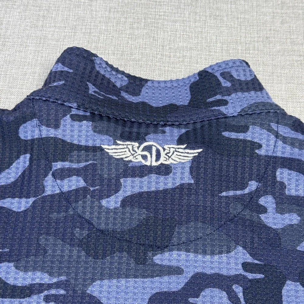 Straight Down Camouflage Golf 1/4 Zip Top Mens 2XL Blue Performance Long Sleeve